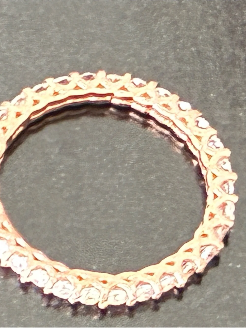 925 Sterling Silver Rose Gold Eternity Stackable Ring Sz 8